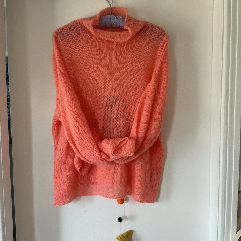 Simons Vibrant Coral Turtleneck Sweater